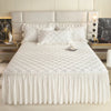 Quilted Solid Color Bed Skirt with Pleated Ruffle