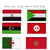 Four embroidered patches of the Dominican Republic flag in various colors and designs