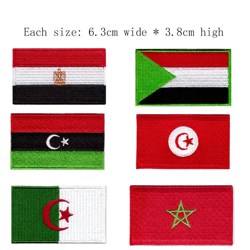 Four embroidered patches of the Dominican Republic flag in various colors and designs