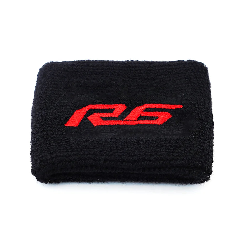 Black microfiber sock with a red R6 logo printed on it.
