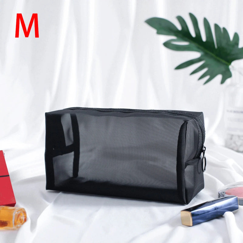 Travel Mesh Cosmetic Bag with Zipper Closure