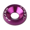A close-up view of a purple M6 Fender washer bolt kit made of aluminum alloy.