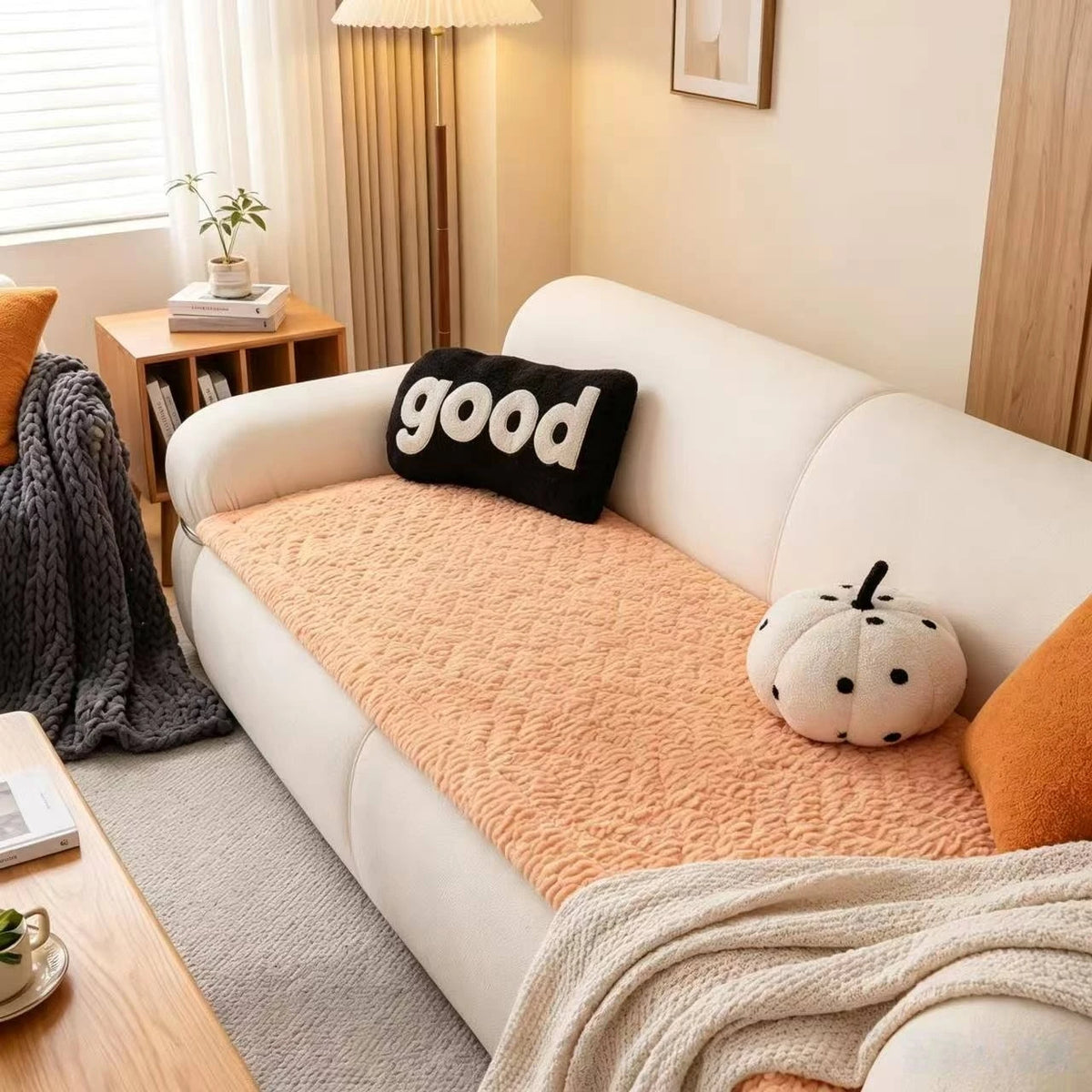 Cozy Quilted Flannel Sofa Pad with Anti-Slip Backing