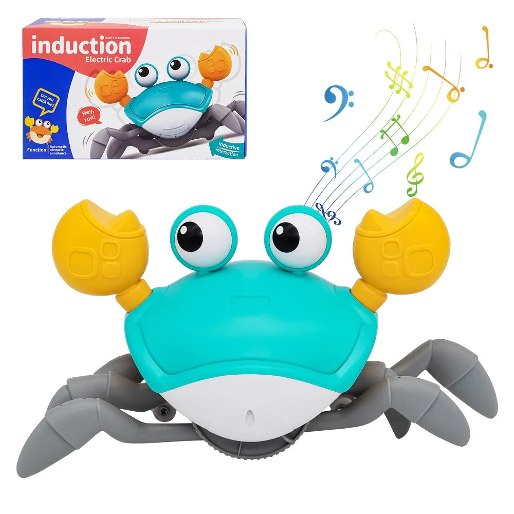 Interactive Musical Crawling Crab Toy with Obstacle Avoidance