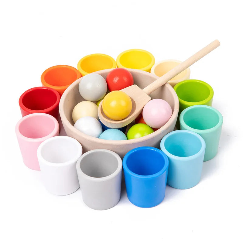 Rainbow Ball in Cups Color Sorting Toy for Toddlers