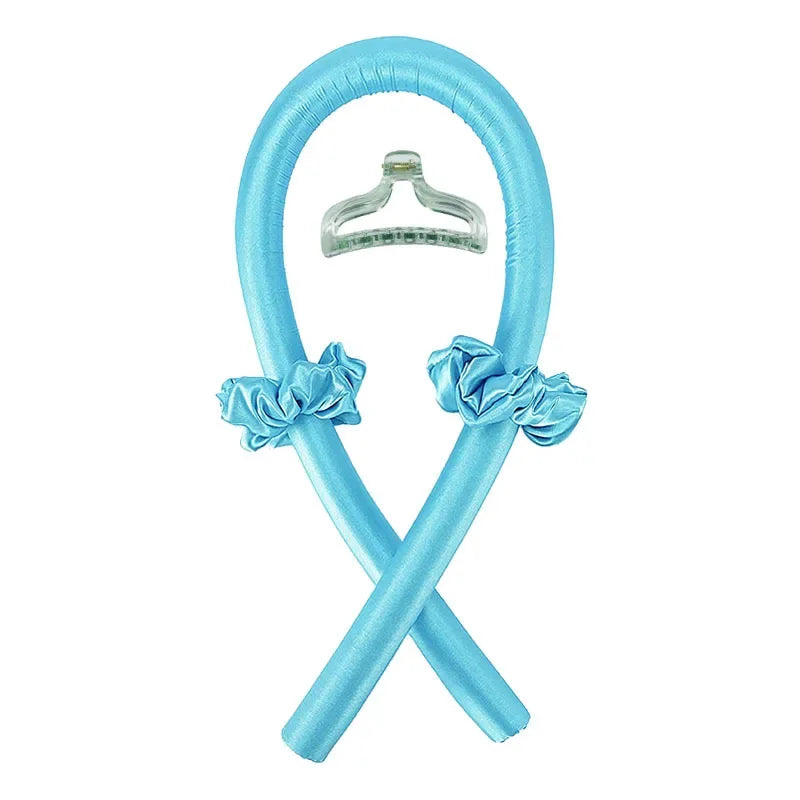 Diadema de seda sin calor azul claro con lazo decorativo
