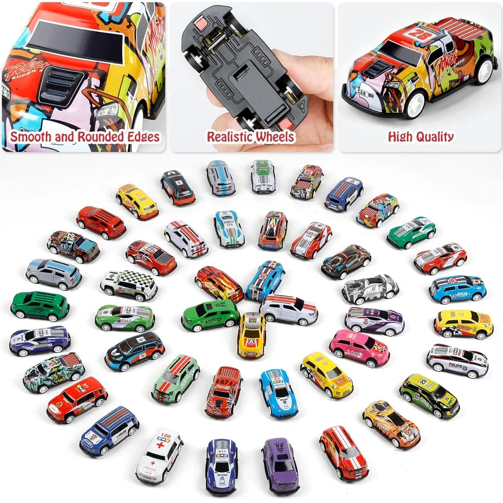48-Piece Die-Cast Racing Car Set with Storage Case