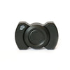 A black stainless steel 3-in-1 fidget spinner and slider device.