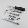A collection of 46 auto repair tools including a ratchet wrench and various sockets displayed on a light gray background.