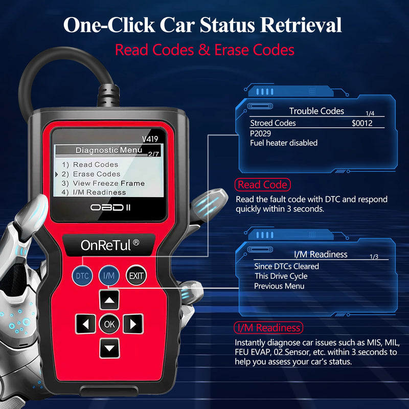 جهاز فحص تشخيصي OBD2 مع دعم I/M Readiness وMode 6/8