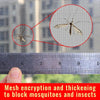 A magnified view of a moth on a mesh screen next to a ruler, illustrating mesh encryption and thickening to block mosquitoes 