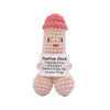 Hand-crocheted pink positive energy doll with a card for quirky desk and home décor