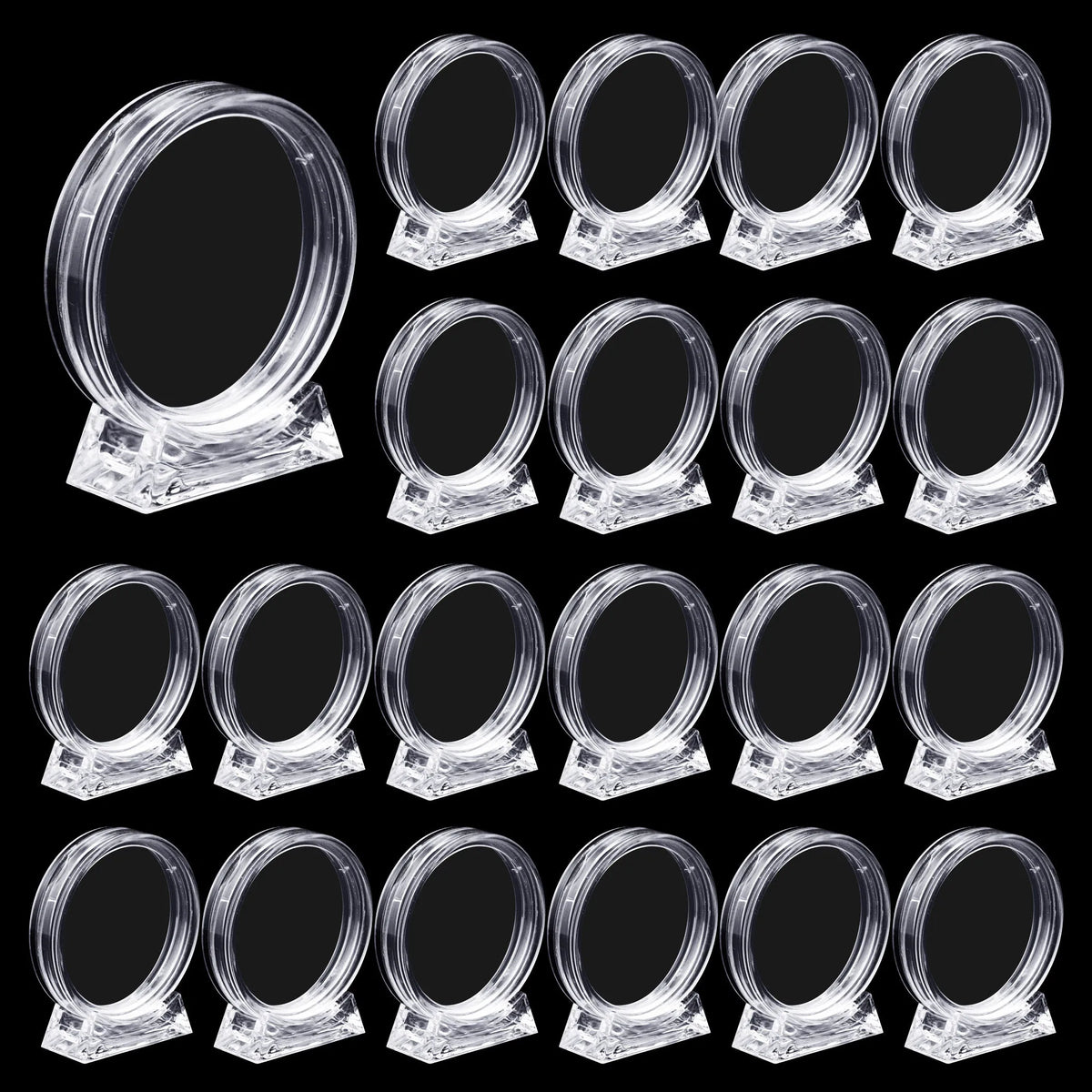 Transparent Coin Display Holders with Stands (10-Pack)