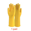 A pair of yellow silicone scrubbing dishwashing gloves.