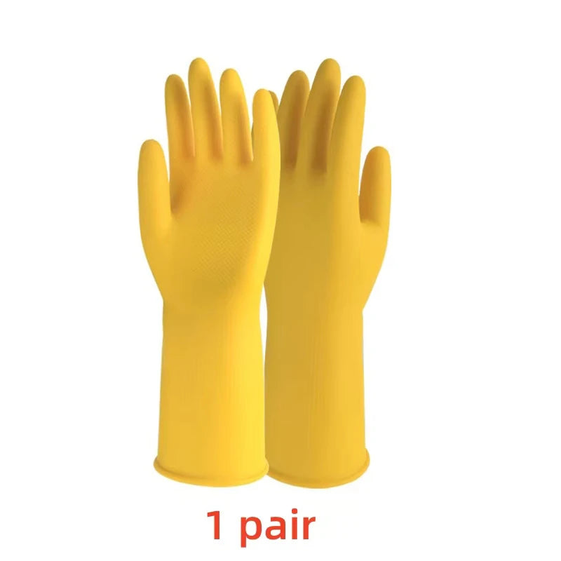 A pair of yellow silicone scrubbing dishwashing gloves.