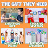 A collage showing Christmas gifts, stocking stuffers, party prizes, and birthday giveaways for kids.