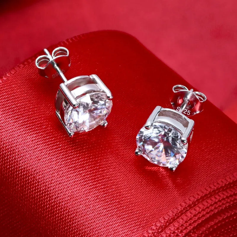 8mm D-Color Moissanite Stud Earrings in 925 Sterling Silver