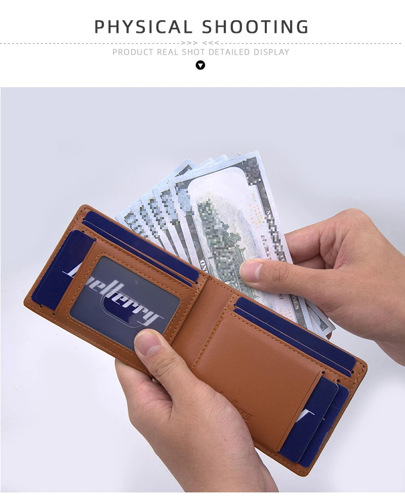 Slim PU Leather Bifold Wallet with Card Holder