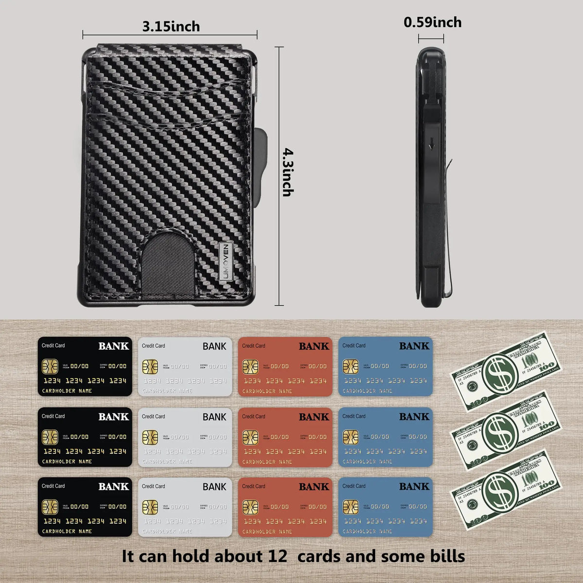 Slim RFID-Blocking Wallet with Money Clip and ID Window
