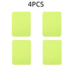 Four bright lime green iron-on fabric patches are displayed against a white background.