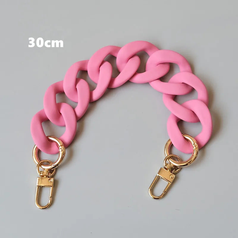Matte Candy Pink Resin Handbag Chain – Detachable Shoulder Strap