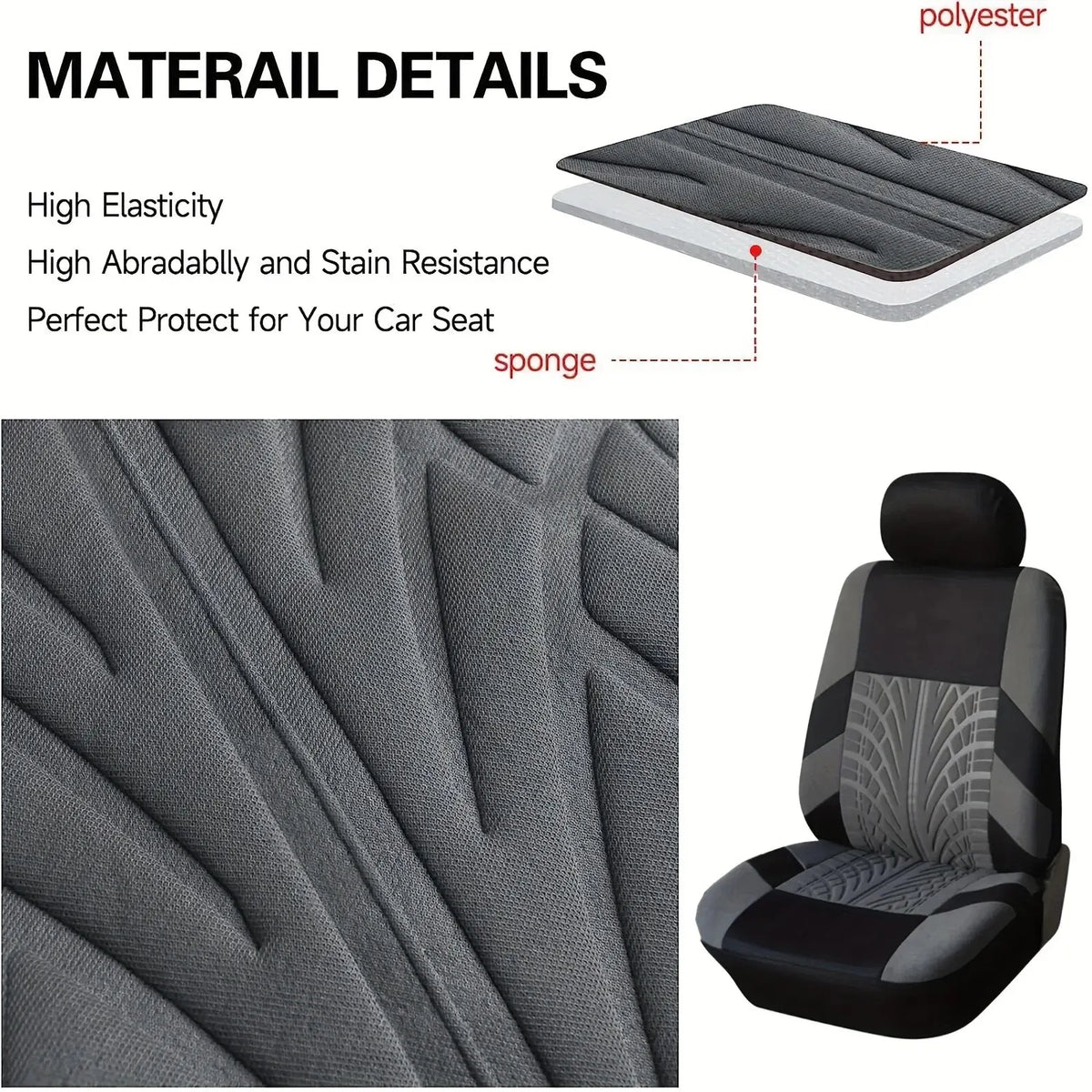 Universal Full Set Car Seat Covers - Front Split & Rear Bench