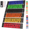 A set of three black socket organizer rails in blue, green, and red for organizing 1/4, 3/8, and 1/2 inch drives.