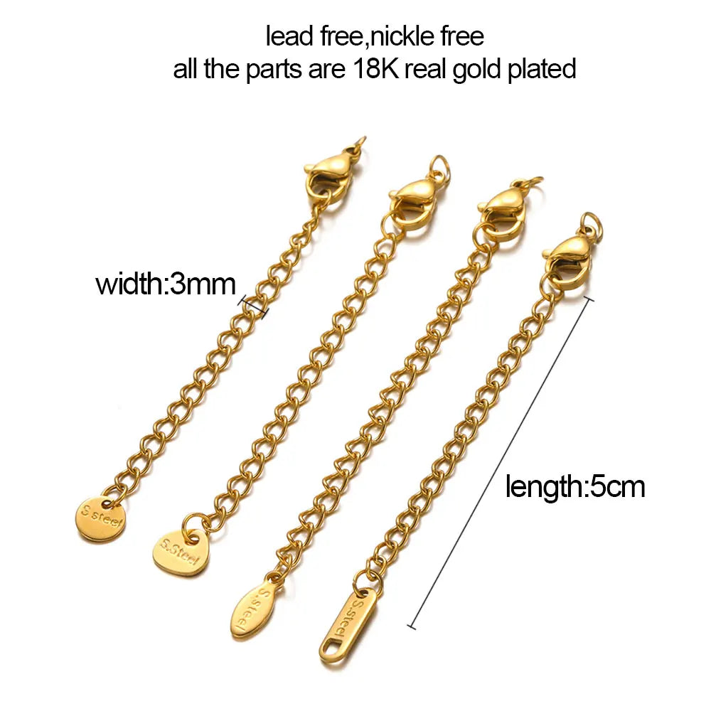 Stainless Steel Extension Chains with Lobster Clasps for Jewelry Making (10-Pack)