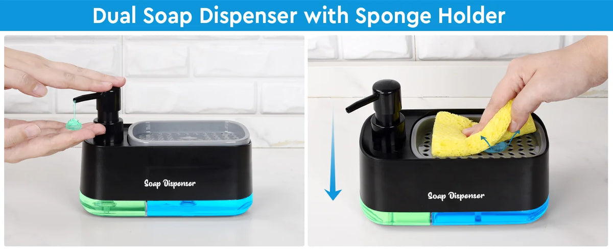 3-in-1 Kitchen Soap Dispenser Set with Sponge Holder