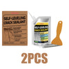 Two jars of Jakehoe self-leveling crack sealant with applicator tools shown on a brown background.