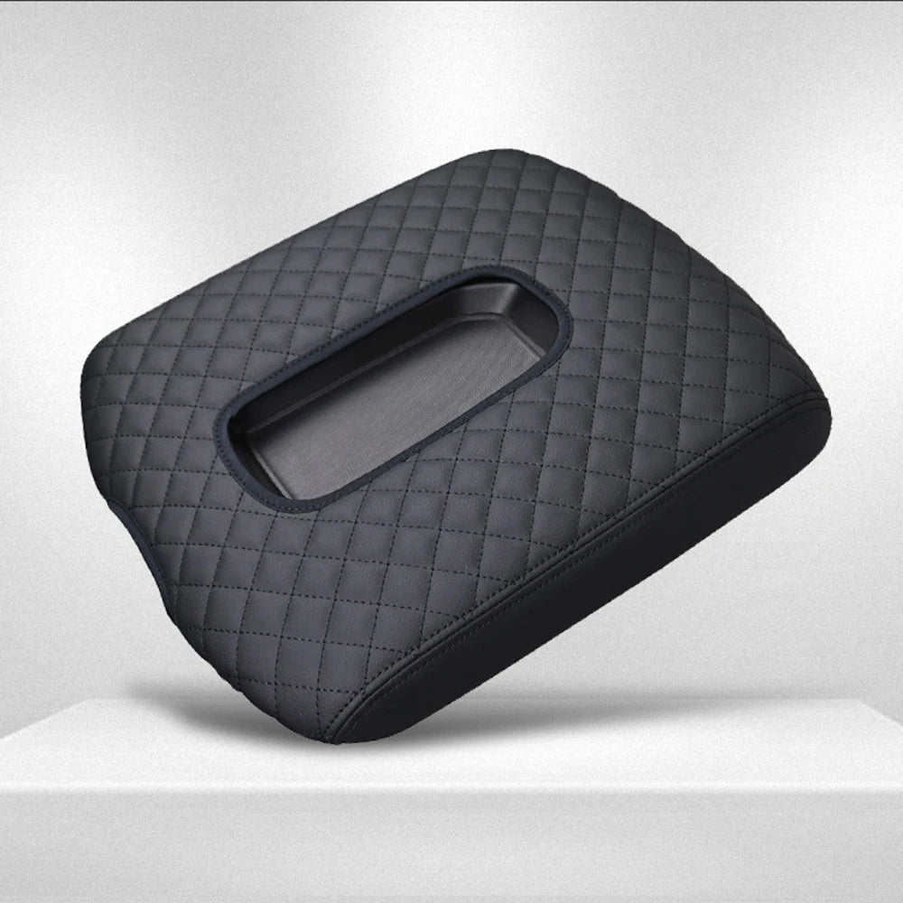 Black microfiber leather custom fit console armrest pad for Chevrolet Silverado 2019-2024