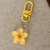 Transparent Floral Keychain with D-Buckle Charm