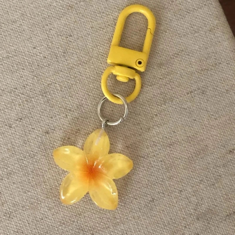 Transparent Floral Keychain with D-Buckle Charm