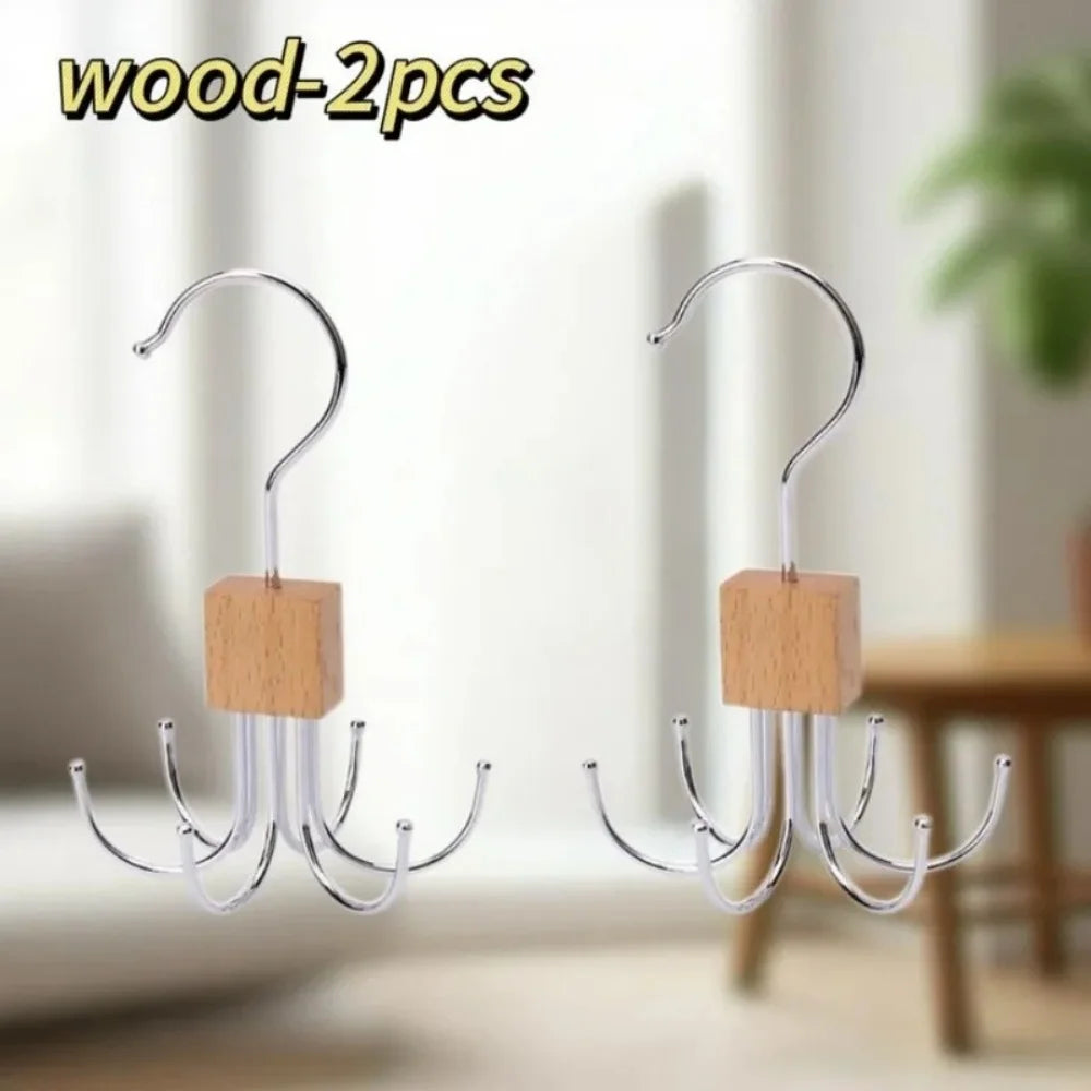 360° Rotating Multi-Hook Closet Organizer for Belts, Scarves, and Ties