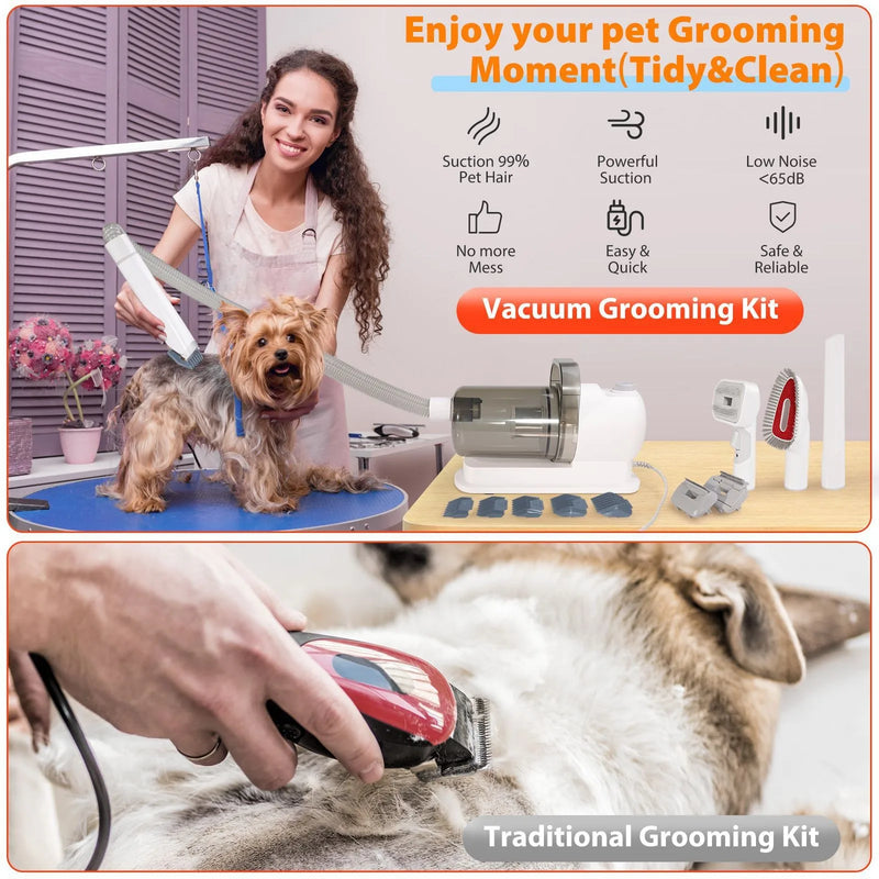 Quiet Pet Grooming Kit with Vacuum Suction