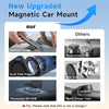 A display showing various features of a new upgraded magnetic car mount including folding design, dual-side magnet, and thick