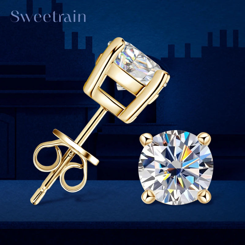 Moissanite Stud Earrings in Sterling Silver