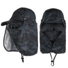 Black breathable wide brim sun hat with mesh fabric and adjustable straps