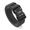 Black men's tactical nylon belt with a secure metal buckle and adjustable strap.