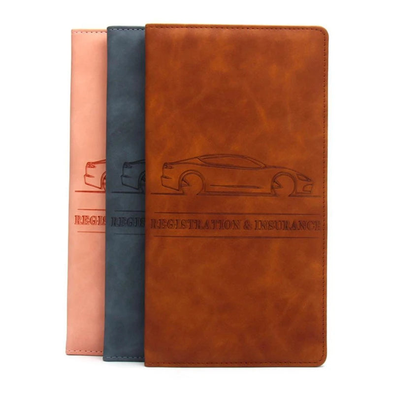 Premium PU Leather Car Document Organizer with Card Slots
