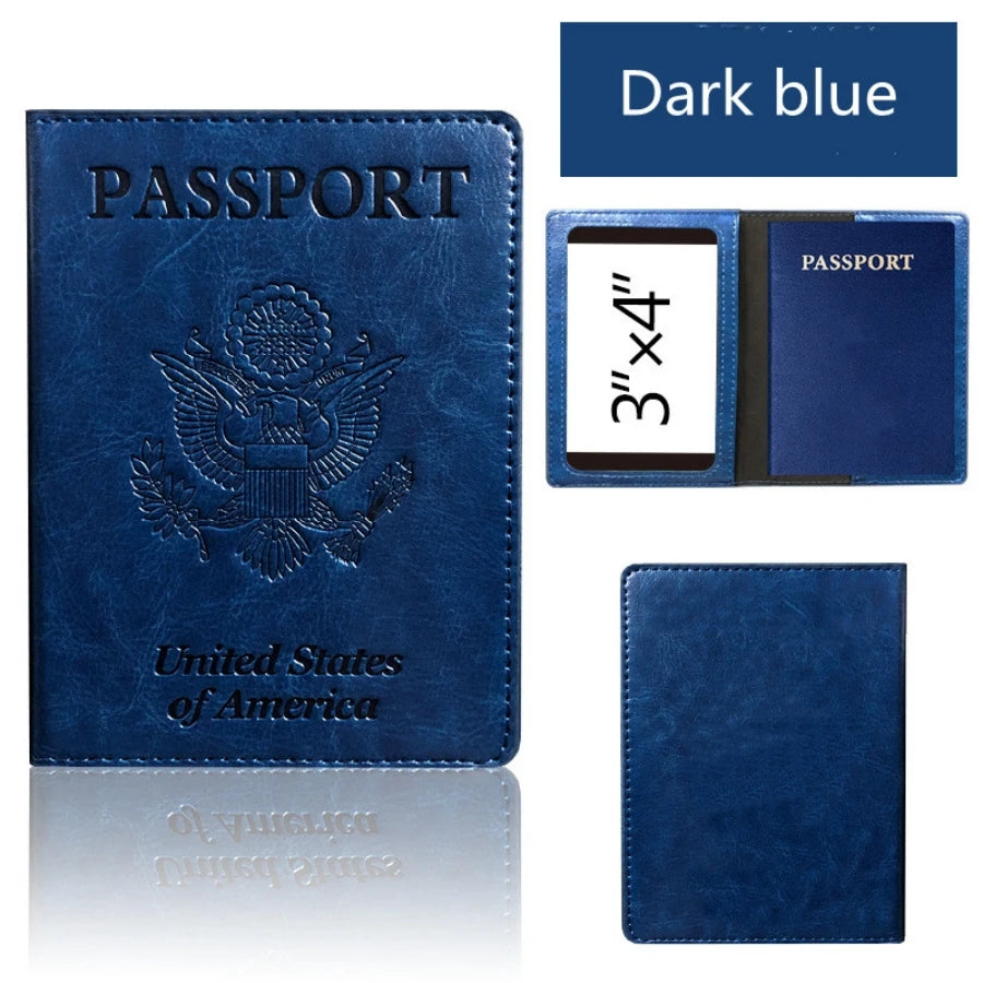 RFID-Blocking Leather Passport Holder with Card Slots