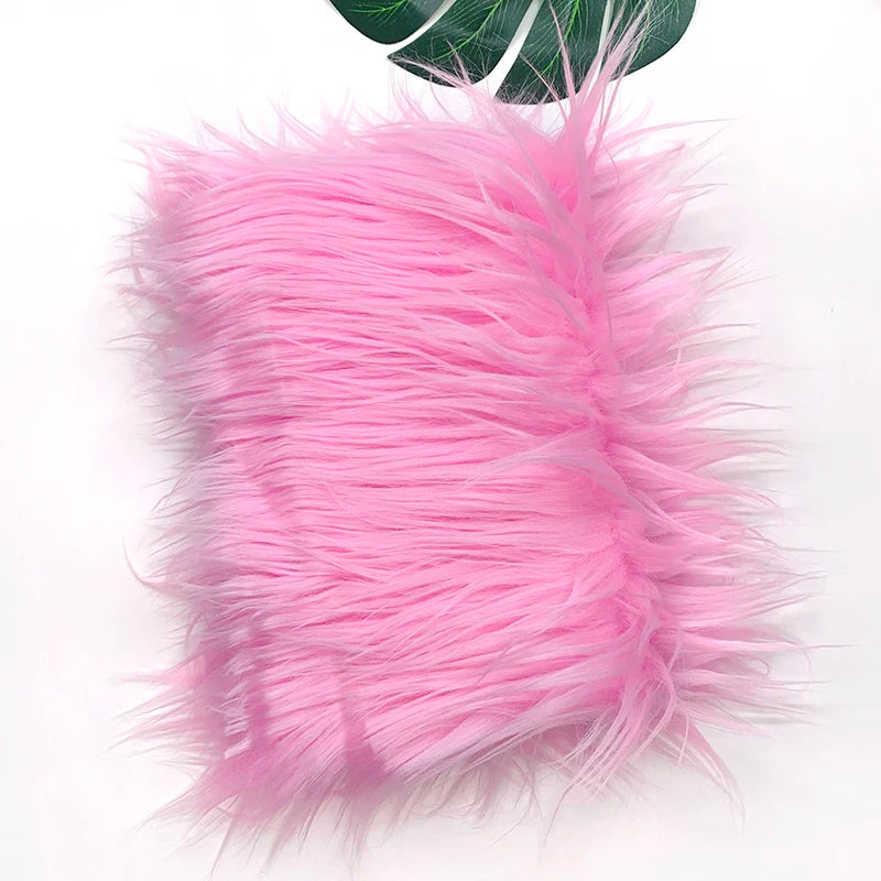 Pink soft faux fur fabric for DIY sewing, doll hair, and cosplay