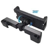 Black adjustable car tablet mount designed for rear seat entertainment.