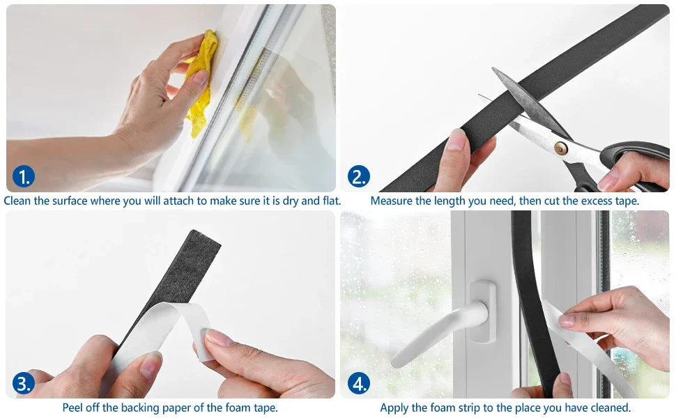 Self-Adhesive Foam Weather Stripping for Doors and Windows