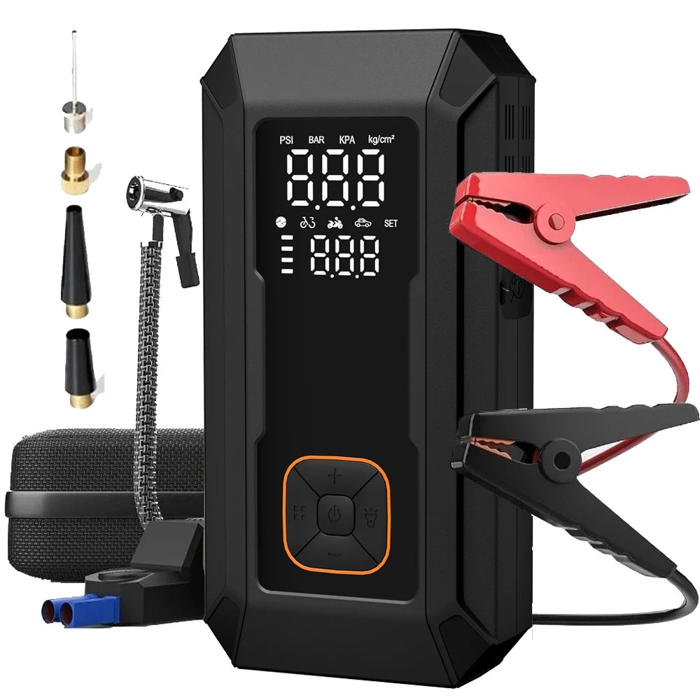 6-in-1 Portable Jump Starter with Air Compressor and LED Light