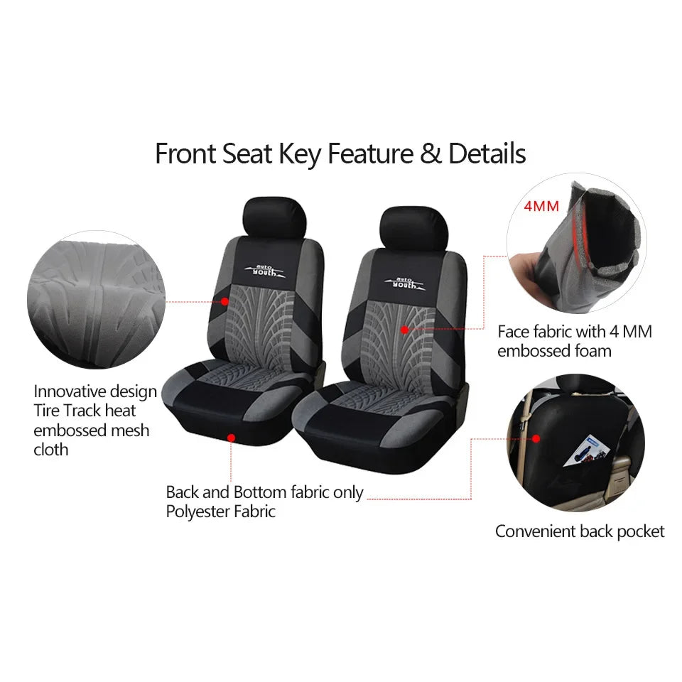 Universal Car Seat Covers Set with Track Detail Design