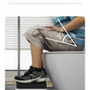A person is using an ergonomic non-slip toilet squat stool while measuring a 35 degree angle.