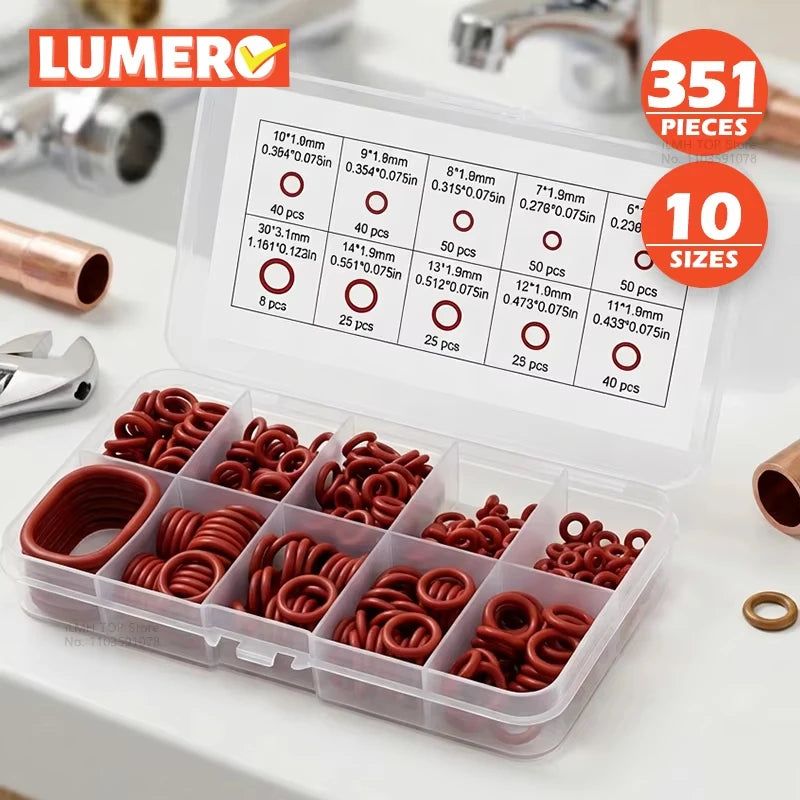 Silicone O-Ring Assortment Kit for Plumbing, Auto Repair, and Sealing Applications