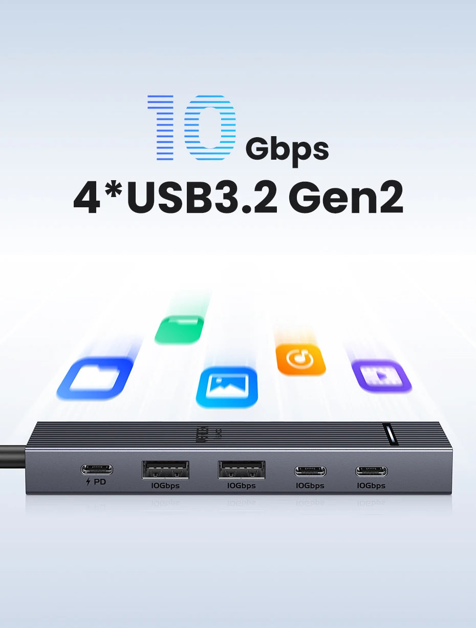 6-in-1 USB-C Hub with 4K HDMI, 10Gbps Data, and 100W Charging