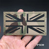 A black silhouette of the Union Jack flag cut into a rectangular patch with hook-and-loop backing.